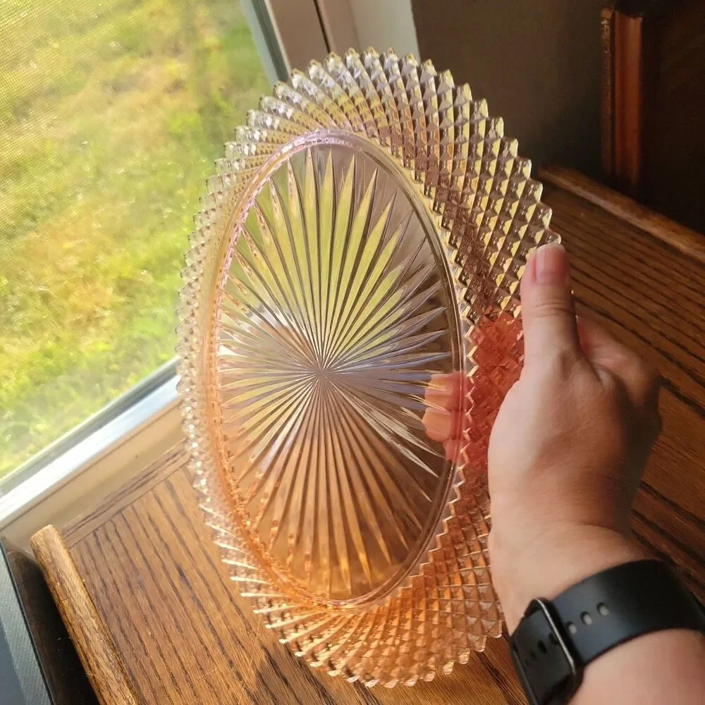 VTG Anchor Hocking Miss America Pink Depression Glass Serving Platter 12